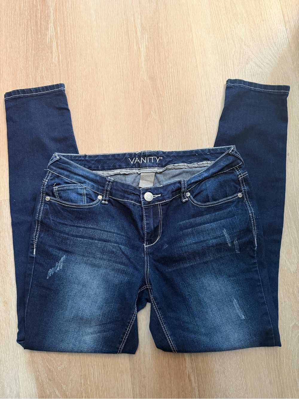 Vanity Dark Blue Skinny Jeans with Light Whiskering
